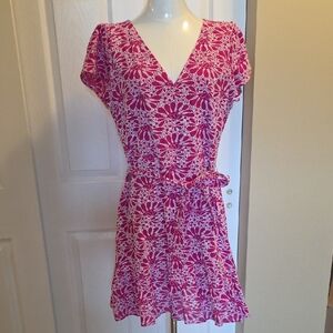 LOFT Pink and White Floral Mini Dress